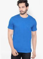 Lucfashion Blue Solid Round Neck T-Shirt