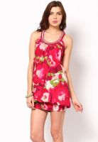 MEIRO Red Colored Printed Shift Dress