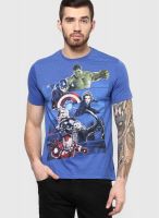 Marvel Blue Printed Round Neck T-Shirts