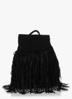 Miss Bennett London Black Microfiber Tassle Large Backpack