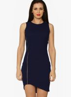 Miss Chase Navy Blue Colored Solid Bodycon Dress