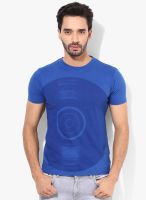 Monteil & Munero Blue Solid Round Neck T-Shirts