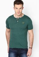 Monteil & Munero Green Solid Henley T-Shirts