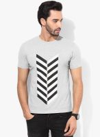 Monteil & Munero Light Grey Printed Round Neck T-Shirts