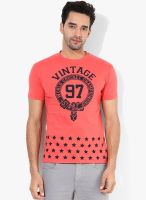 Monteil & Munero Red Printed Round Neck T-Shirt