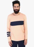 Mr Button Peach Solid Round Neck T-Shirt