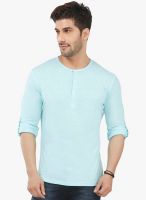 Nick & Jess Aqua Blue Solid Henley T-Shirt