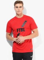 Nike As Academy Gpx Ss Poly I Red Football Round Neck T-Shirt