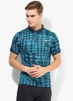 Nike As Advantage Printed Blue Tennis Polo T-Shirt