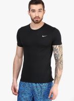 Nike Black Solid Round Neck T-Shirts