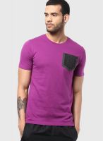Nike Purple Solid Round Neck T-Shirts
