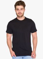 Park Avenue Black Solid Round Neck T-Shirt