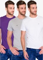 Park Avenue Pack Of 3 Multicoloured Solid Round Neck T-Shirt