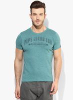 Pepe Jeans Green Printed Round Neck T-Shirt