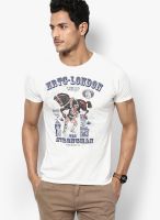 Pepe Jeans Off White Solid Round Neck T-Shirts