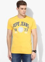 Pepe Jeans Yellow Printed Round Neck T-Shirt