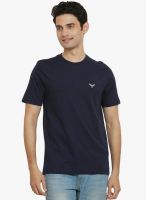 Police Blue Solid Round Neck T-Shirt
