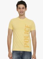 Police Yellow Printed Round Neck T-Shirt