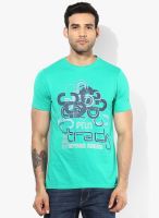 Proline Green Printed Round Neck T-Shirt