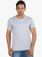 Provogue Grey Milange Solid Round Neck T-Shirt