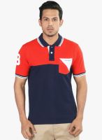 Provogue Navy Blue Solid Polo T-Shirt