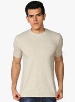 Provogue Off White Solid Round Neck T-Shirt