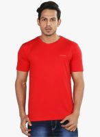 Provogue Red Solid Round Neck T-Shirt