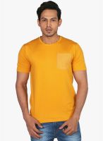 Provogue Yellow Solid Round Neck T-Shirt