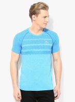 Puma Cool Smls Logo Aqua Blue Training Round Neck T-Shirt