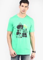 Puma Green Printed Round Neck T-Shirts