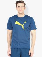 Puma Pt Ess Dry Branded Logo Navy Blue Tee