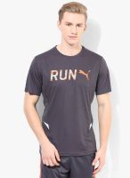 Puma Run S S Dark Grey Running Round Neck T-Shirt