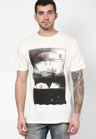 Quiksilver Off White Round Neck T-Shirt