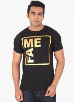 Radbone Black Printed Round Neck T-Shirt