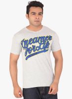 Radbone Light Grey Printed Round Neck T-Shirt