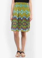 Rain & Rainbow Green Flared Skirt