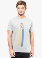 Real Madrid C.F. Grey Melange Printed Round Neck T-Shirt