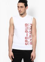 Reebok White Printed Round Neck T-Shirts