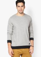 Rigo Grey Milange Solid Round Neck T-Shirt