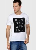 Rigo White Printed Round Neck T-Shirts