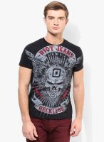 Riot Jeans Black Printed Round Neck T-Shirt