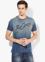 Riot Jeans Blue Printed Round Neck T-Shirt