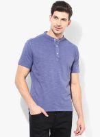 Riot Jeans Blue Solid Henley T-Shirts