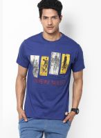 Riot Jeans Navy Blue Printed Round Neck T-Shirts