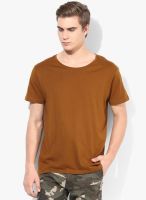 Selected Camel Solid Round Neck T-Shirt