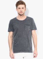 Selected Dark Grey Solid Round Neck T-Shirt