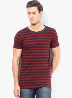 Selected Navy Blue Striped Round Neck T-Shirt
