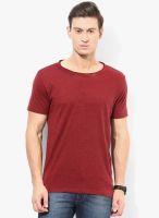 Selected Red Solid Round Neck T-Shirt