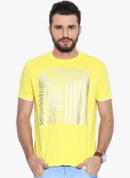 Sera Yellow Printed Round Neck T-Shirt