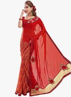 Shonaya Red Embroidered Saree